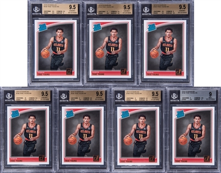2018-19 Panini Donruss Rated Rookie #198 Trae Young Rookie Card Collection Lot of (7) - BGS 